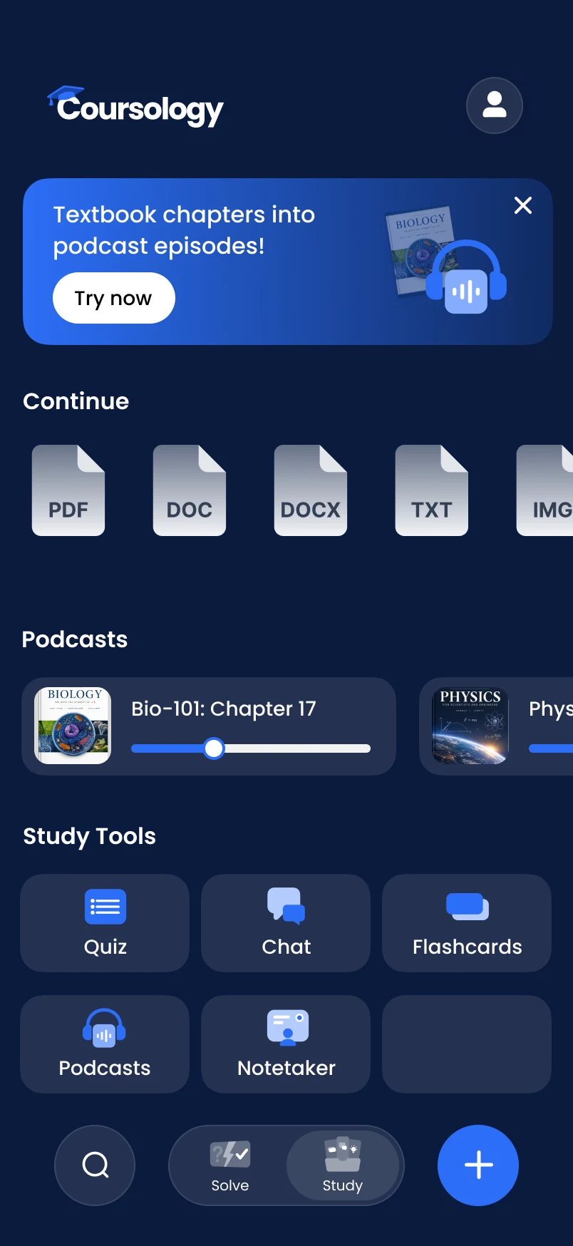 Coursology app — study tools